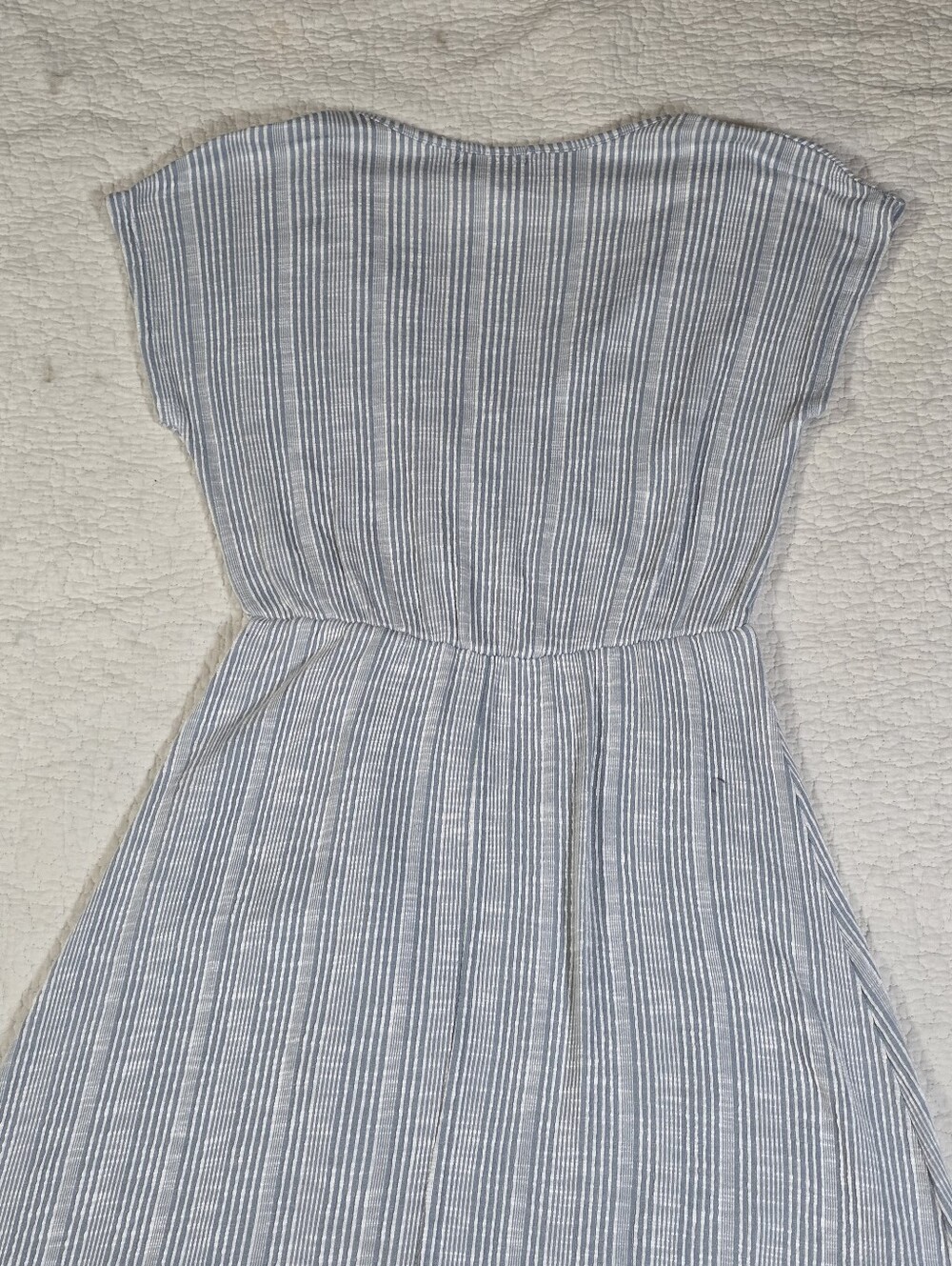 StitchWurks Los Angeles Light Blue Striped Faux Wrap Maxi Dress - Picture 3 of 9